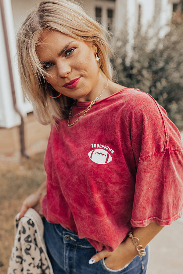 Touchdown Vintage Graphic Tee In Crimson Curves Image - 1
