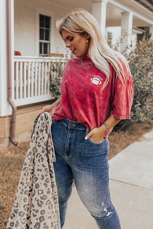 Touchdown Vintage Graphic Tee In Crimson Curves Image - 1