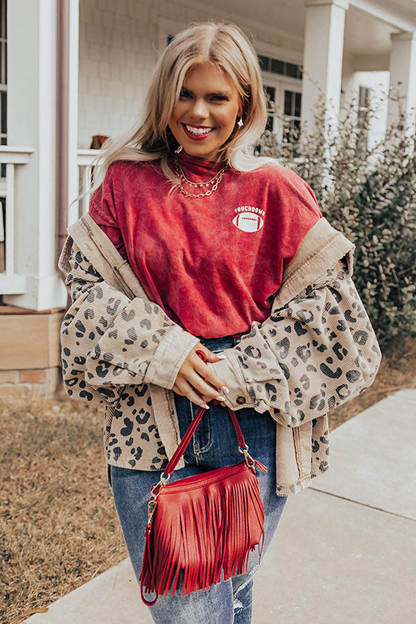 Touchdown Vintage Graphic Tee In Crimson Curves Image - 1