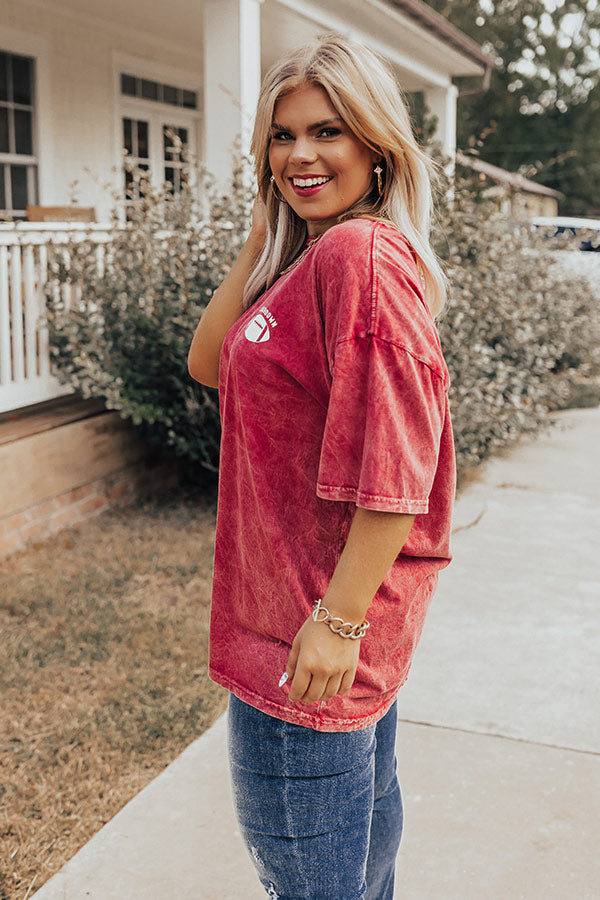 Touchdown Vintage Graphic Tee In Crimson Curves Image - 1