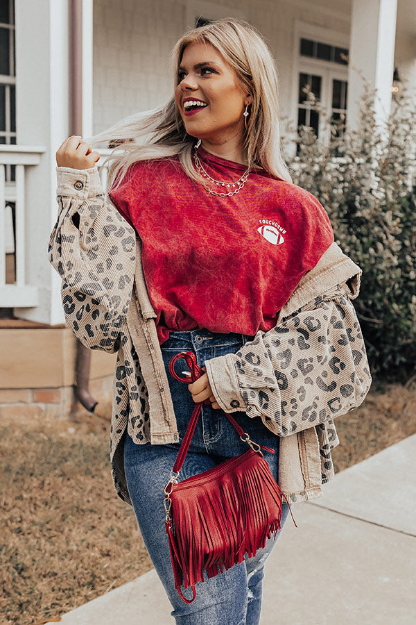 Touchdown Vintage Graphic Tee In Crimson Curves Image - 1