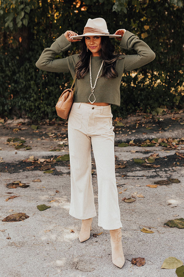 Belted Corduroy High-Waist Pants