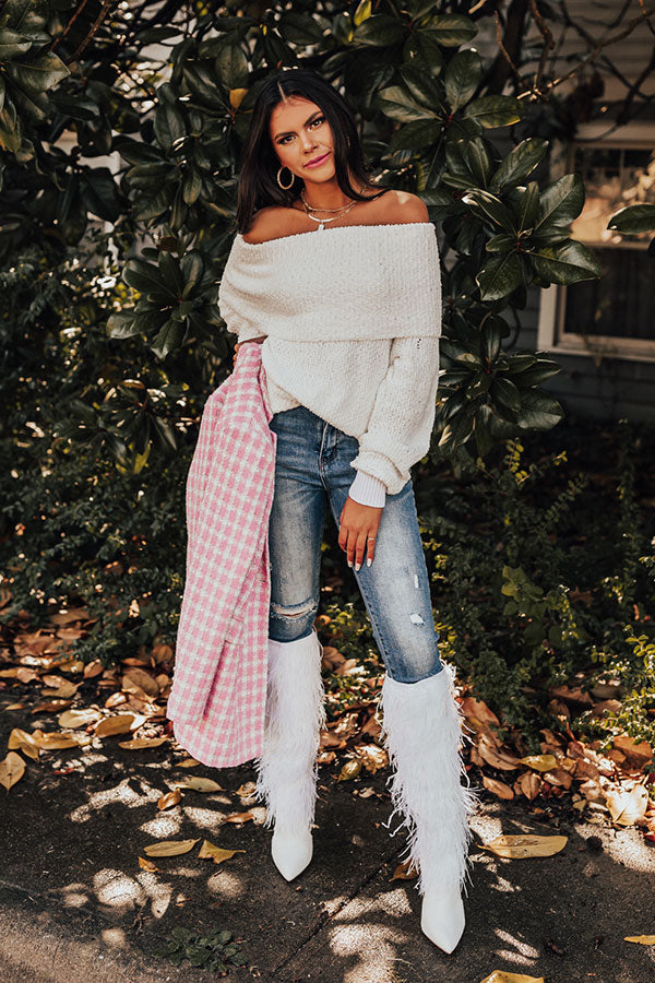 Curl Up And Get Cozy Knit Sweater In White Image - 3