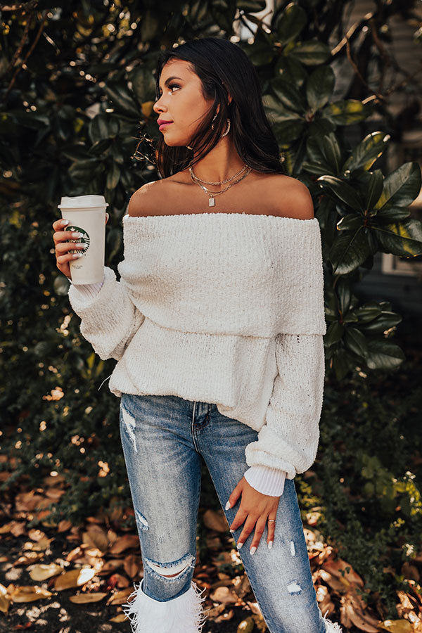 Curl Up And Get Cozy Knit Sweater In White Image - 4