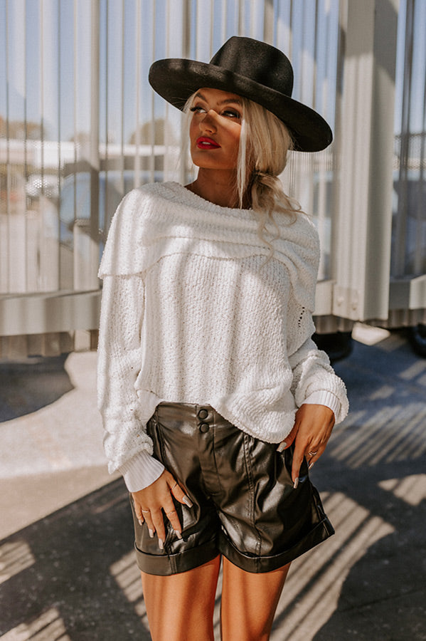 Curl Up And Get Cozy Knit Sweater In White Image - 1