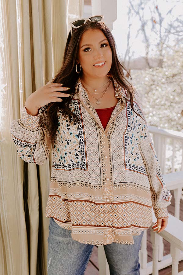 Dig Deep Down Button Up In Iced Latte Curves Image - 2