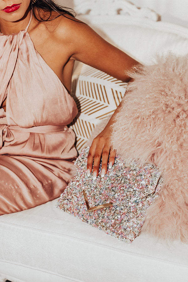 Night Of Sparkles Sequin Clutch In Multi