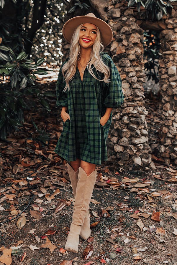 Count Me In Plaid Dress In Green