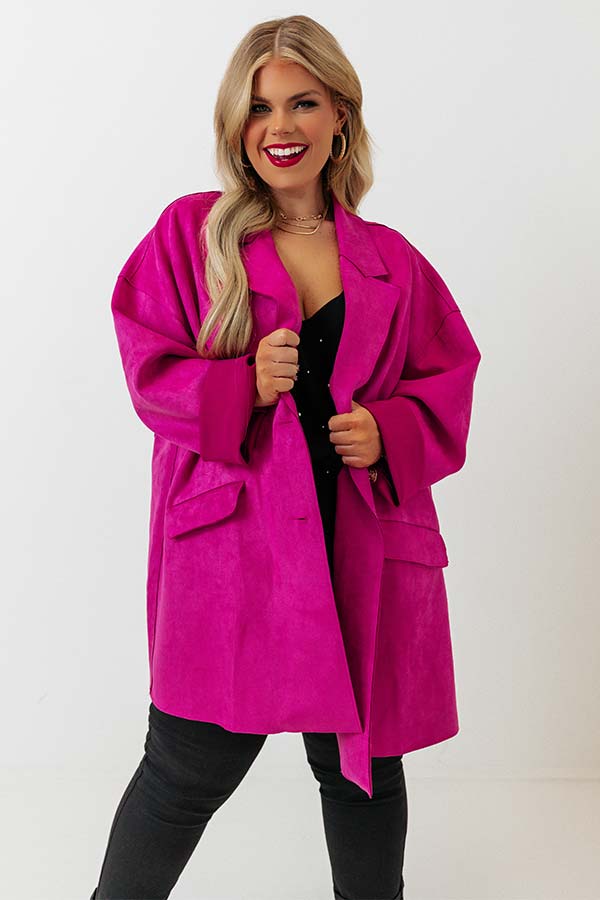 Fun Night Out Faux Suede Jacket Curves Image - 2