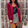 So Stylish Velvet Blazer In Fuchsia Image - 1