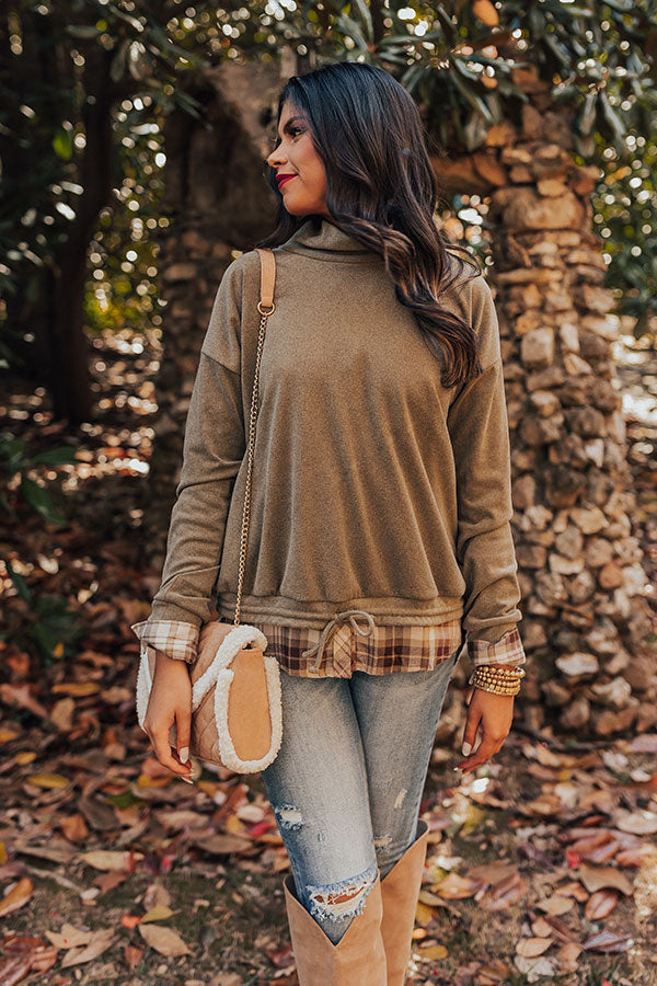 Autumn Color Sweater Top In Olive Image - 1