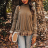 Autumn Color Sweater Top In Olive Image - 1
