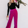 Private Jet Perfection High Waist Velvet Pants In Fuchsia Image - 1