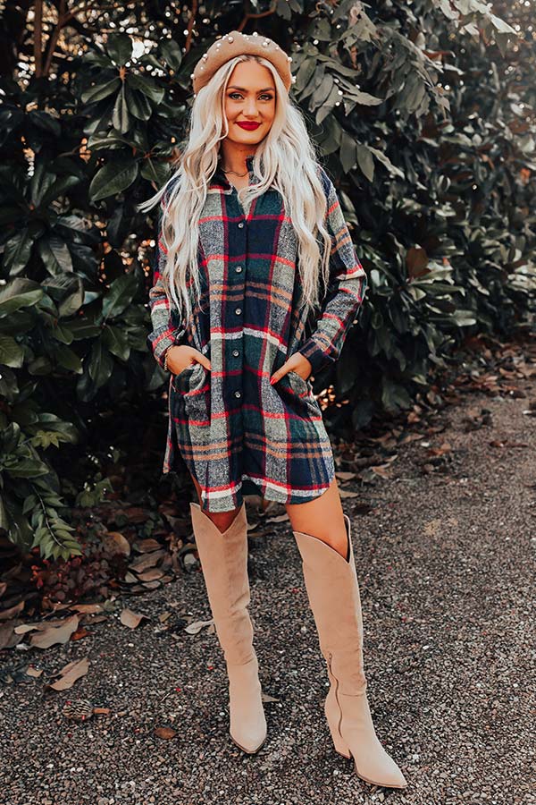 Peppermint Kisses Flannel Tunic Dress In Hunter Green • Impressions