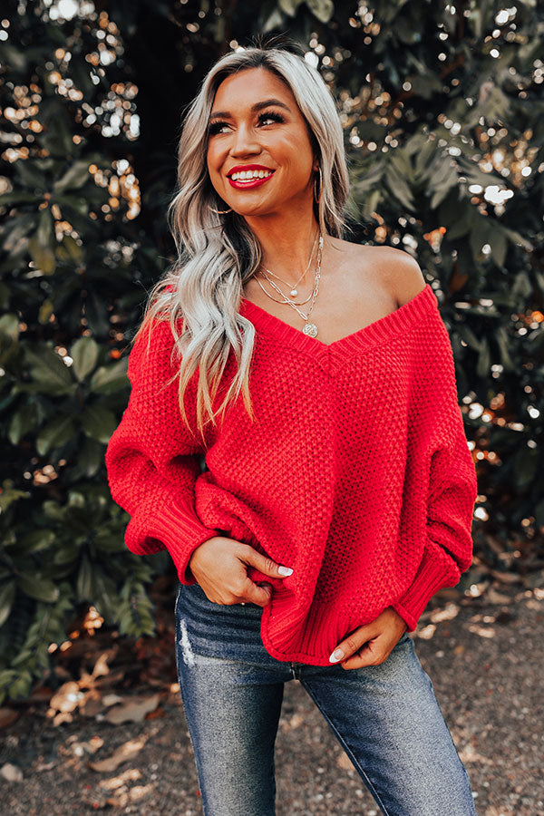 Just Joyful Knit Sweater In Red
