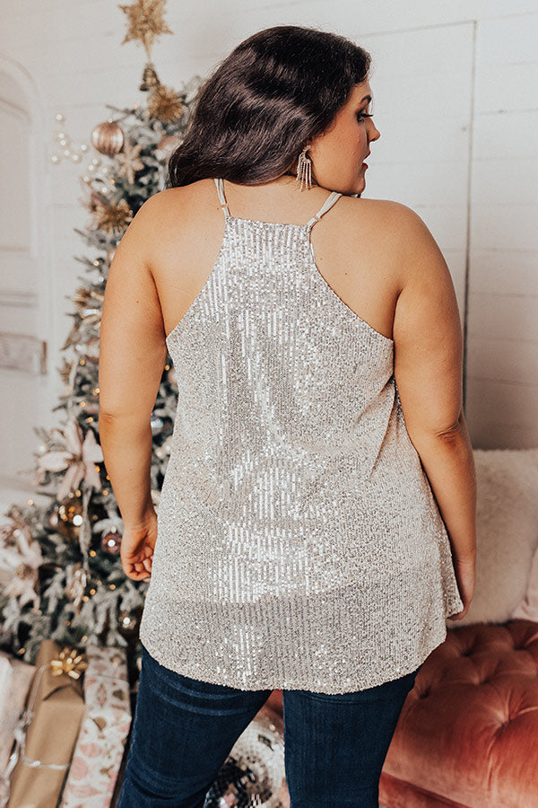 Magical Feeling Sequin Shift Tank In Champagne Curves Image - 5