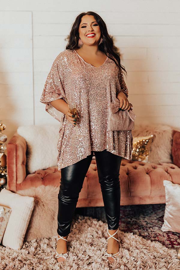 Unbeatable Sights Sequin Shift Tunic In Pink Curves