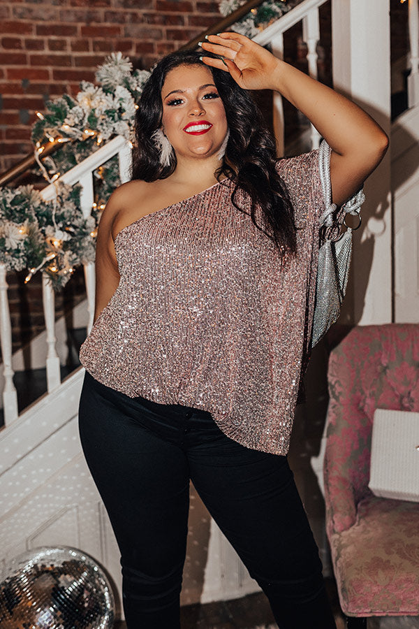 Middle Of The Night Sequin Top In Pink Curves