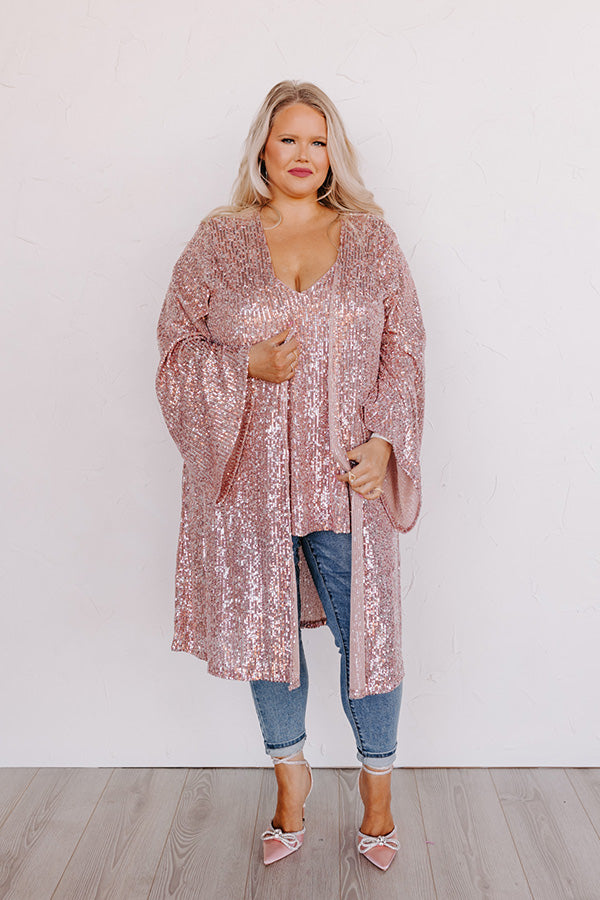 Gorgeous Glisten Sequin Overlay In Pink Curves