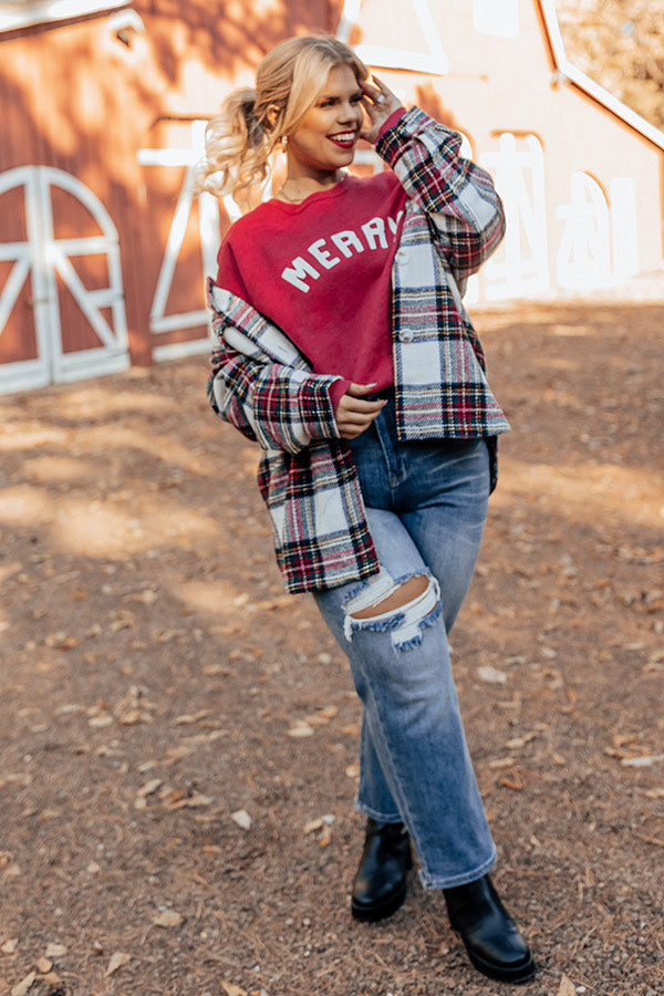 Very Merry Graphic Sweatshirt In Red Curves Image - 2