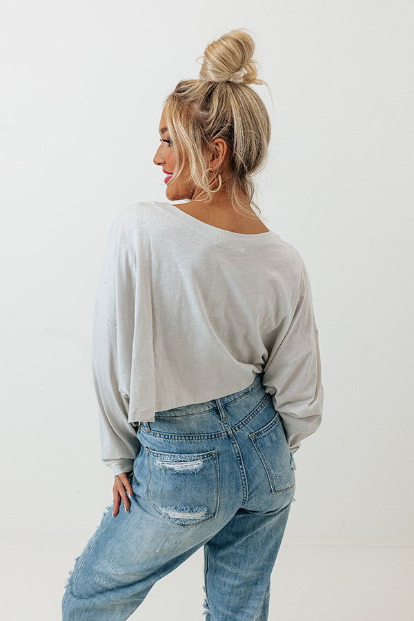 Newly Obsessed Crop Top In Light Grey Image - 4