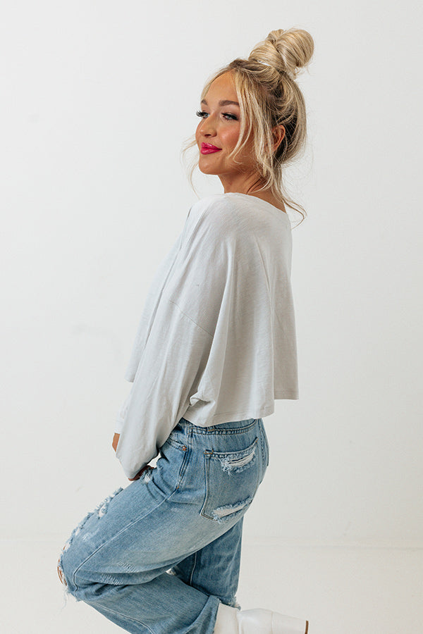 Newly Obsessed Crop Top In Light Grey Image - 3