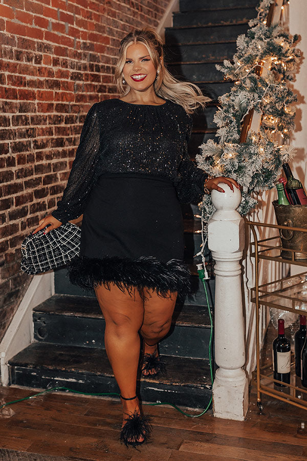Seriously Swept Away Sequin Top In Black Curves