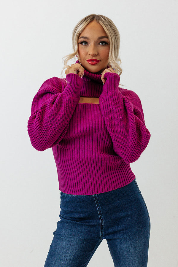Cozy Paradise Cut Out Sweater In Violet