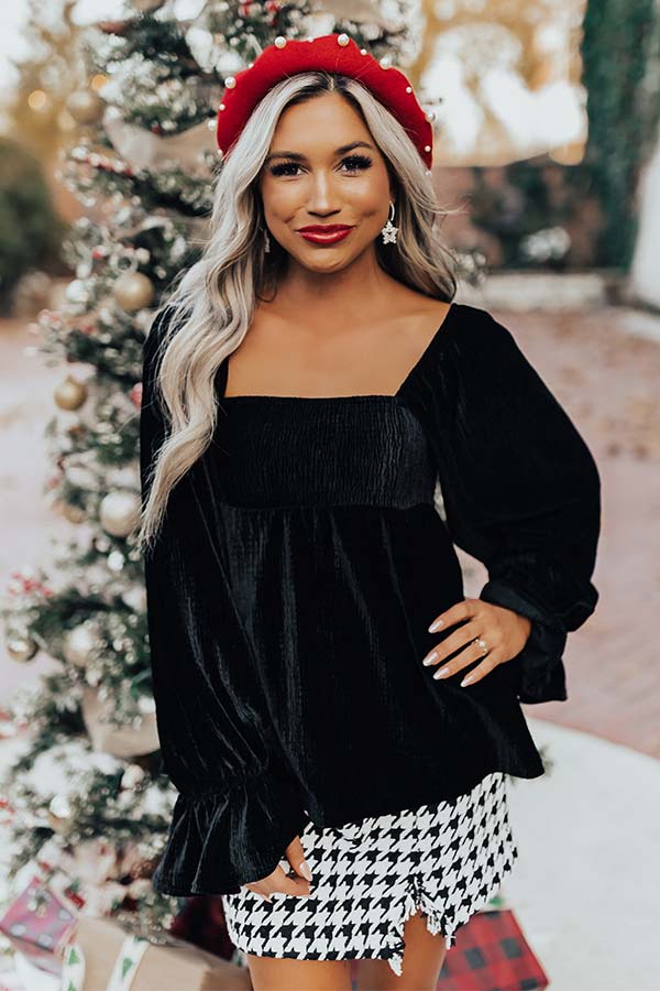 Romantic Allure Velvet Babydoll Top Image - 1