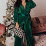 Macarons At Midnight Pleated Jumpsuit In Hunter Green Curves Image - 1