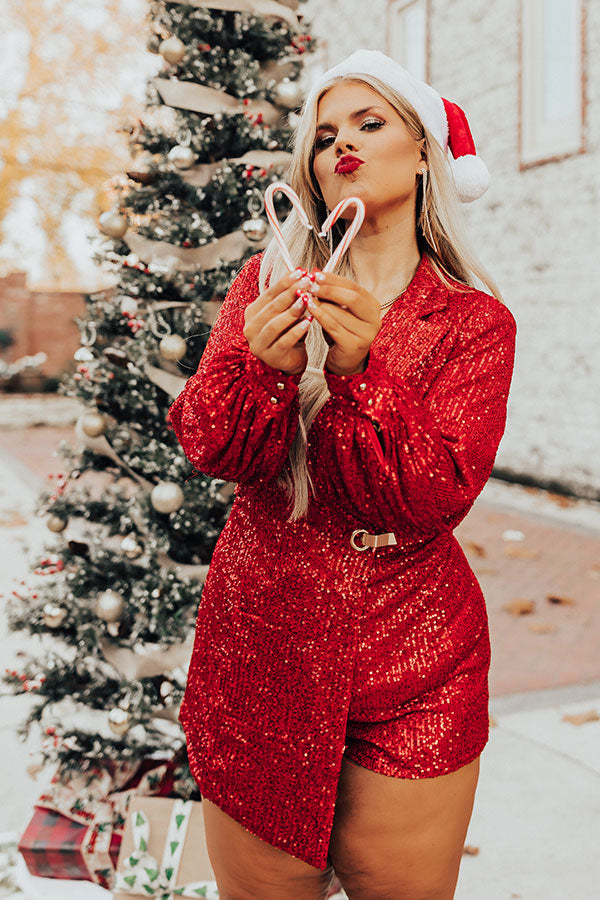 Better By Moonlight Sequin Romper In Red Curves
