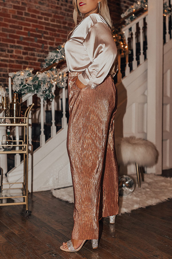 Endless Nights Pleated Pants In Gold • Impressions Online Boutique