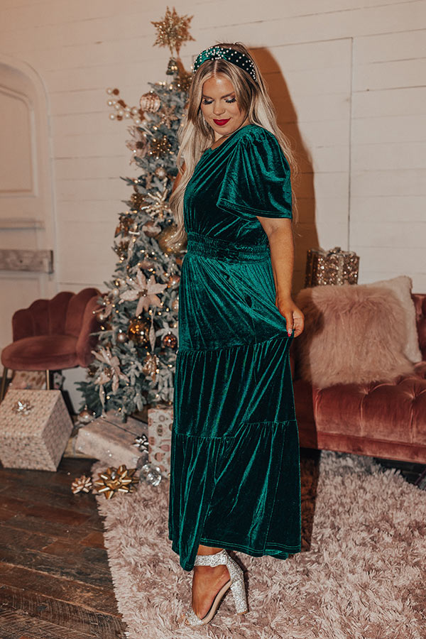 Better By Moonlight Velvet Maxi Dress In Hunter Green Curves Image - 3