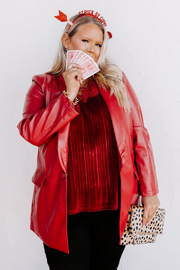 Beyond Obsessed Faux Leather Blazer Curves