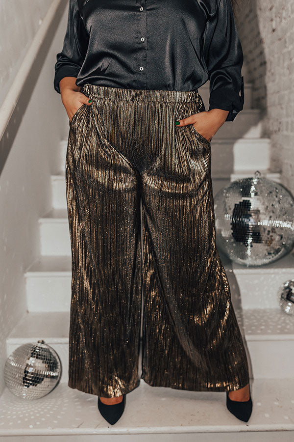 Endless Nights Pleated Pants In Gold Curves • Impressions Online Boutique