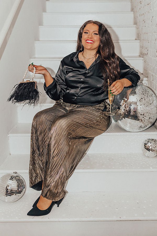 Endless Nights Pleated Pants In Gold Curves Image - 1