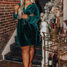 Right On Time Velvet Shift Dress In Hunter Green Curves Image - 1