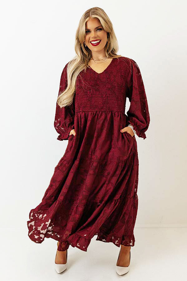 Feeling Sentimental Smocked Midi Curves Image - 3