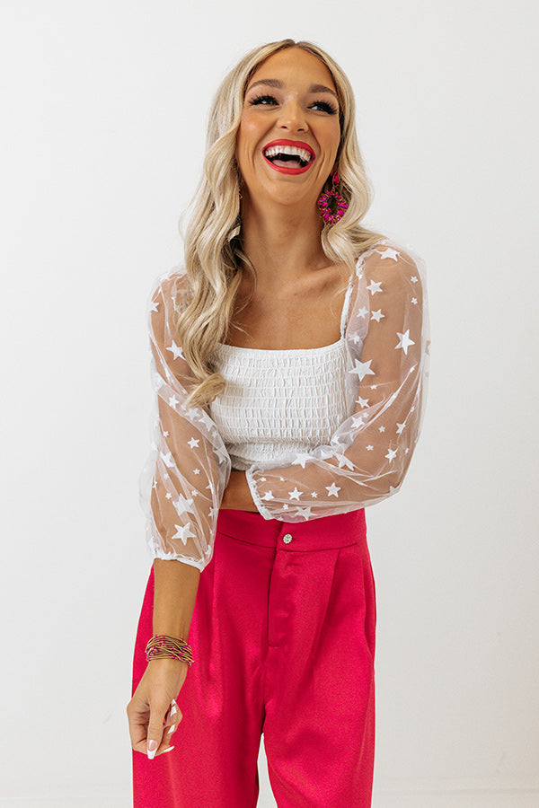 Watch The Stars Smocked Top In White