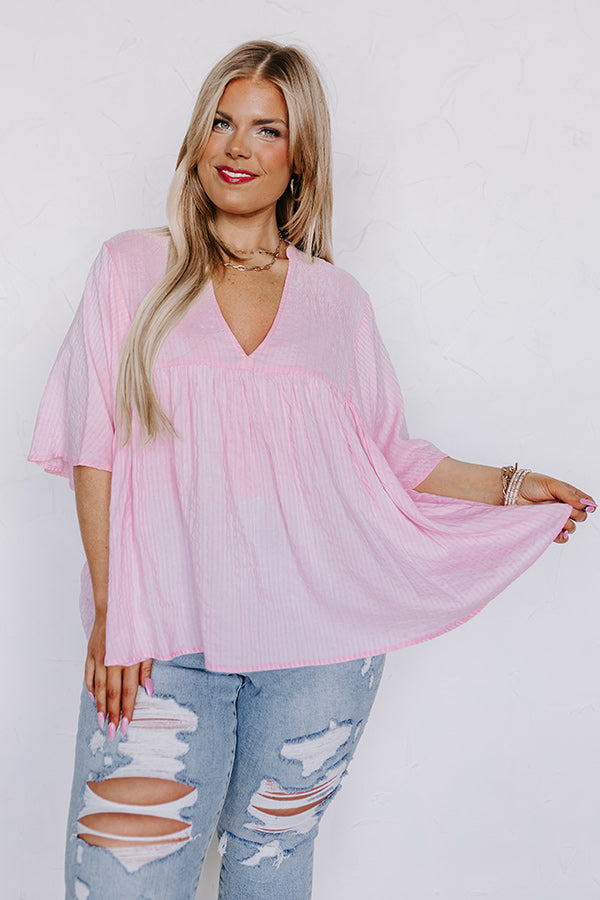 The Lucky One Babydoll Top In Pink Curves Image - 1