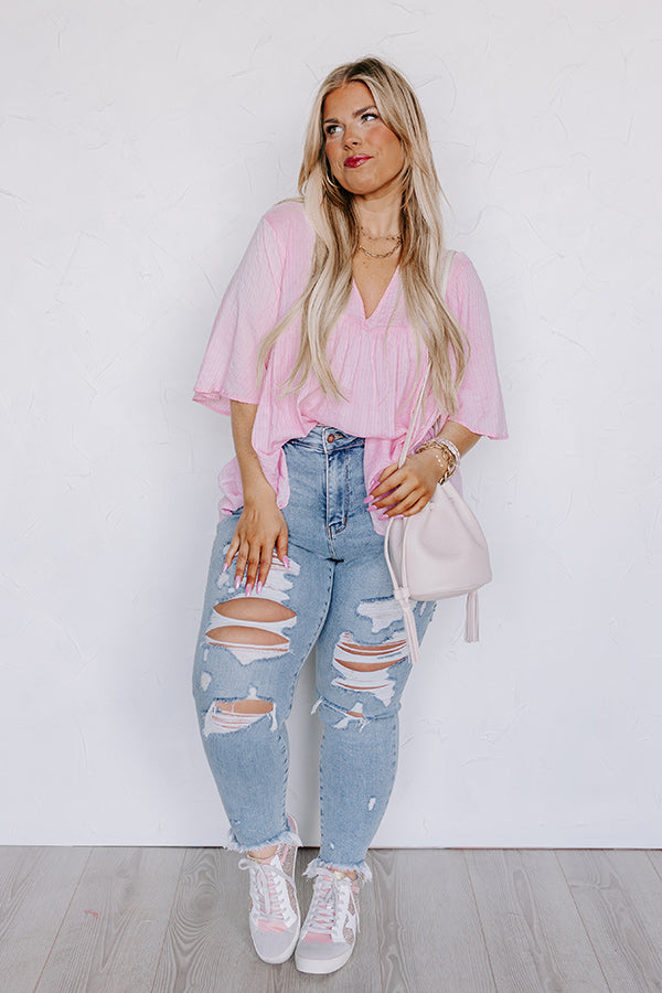 The Lucky One Babydoll Top In Pink Curves Image - 2