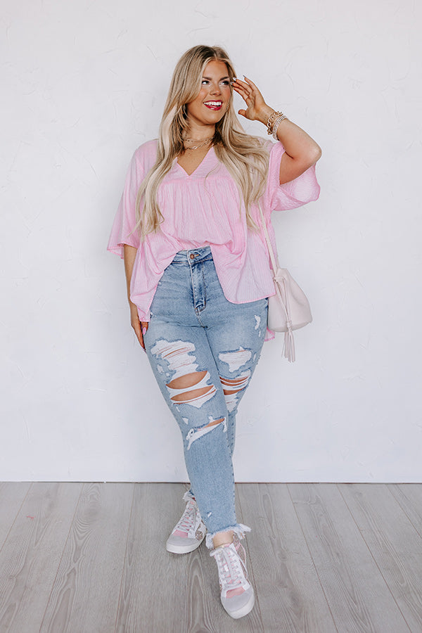 The Lucky One Babydoll Top In Pink Curves Image - 5