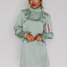Spotlight Smile Satin Shift Dress in Mint Image - 1