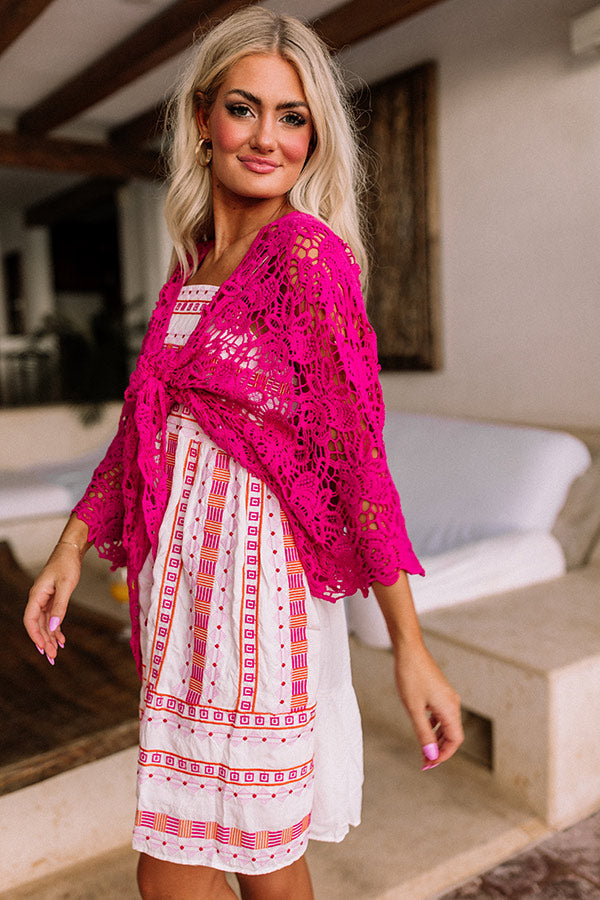 Sail The Day Away Front Tie Crochet Top in Hot Pink • Impressions ...