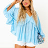 Claim To Love Ruffle Top in Sky Blue Curves Image - 1