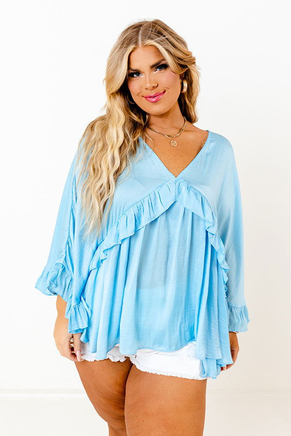 Claim To Love Ruffle Top in Sky Blue Curves Image - 3
