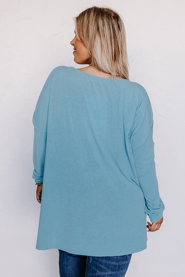 Closer To Home Shift Top in Light Turquoise Curves Image - 3