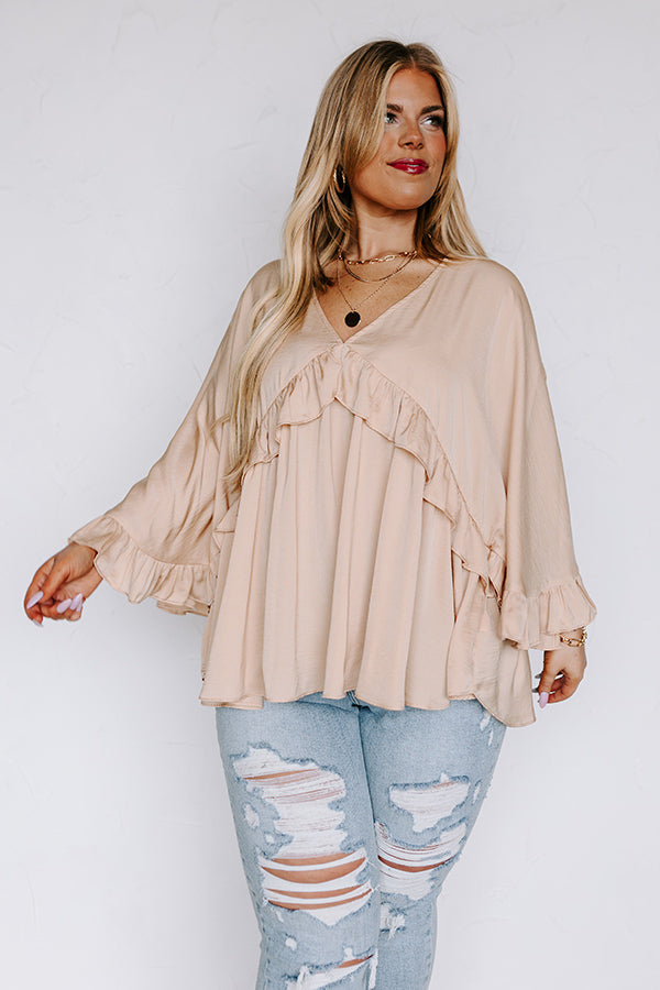 Claim To Love Ruffle Top in Beige Curves • Impressions Online Boutique