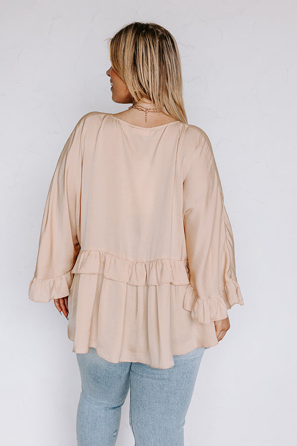 Claim To Love Ruffle Top in Beige Curves • Impressions Online Boutique