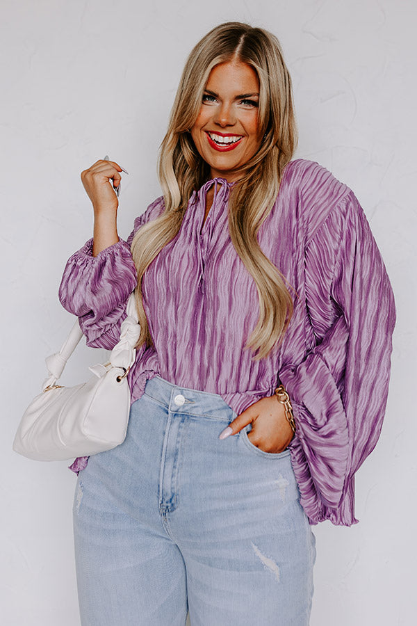 Posh Days Pleated Shift Top in Lavender Curves Image - 1